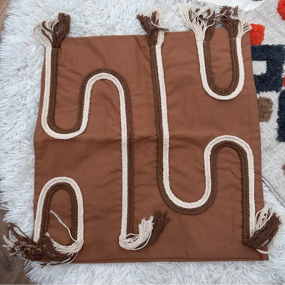 Set of Three Bohemian Throw Pillow Covers Brown Orange New Boho